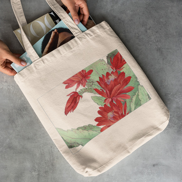 Japanese Red Phyiiocactus Flowers Tote - Picture 2 of 5